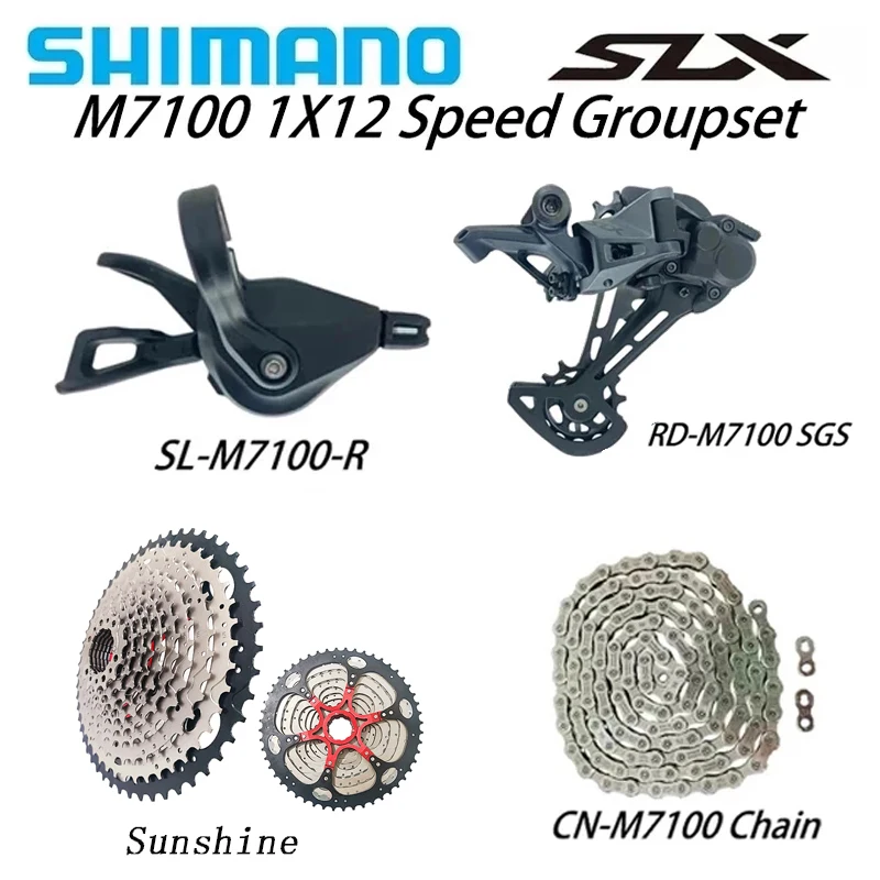 

SHIMANO SLX M7100 1x12 Speed Derailleur Groupset MTB Mountain Bike Shifter M7120 Rear Derailleur Sunshine Cassette 46t 50T 52T