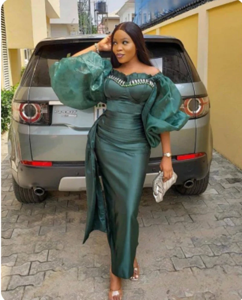 Женское облегающее платье, Летнее Длинное Платье в африканском стиле с оборками, элегантное женское платье для офиса, женское платье с рукавом-фонариком