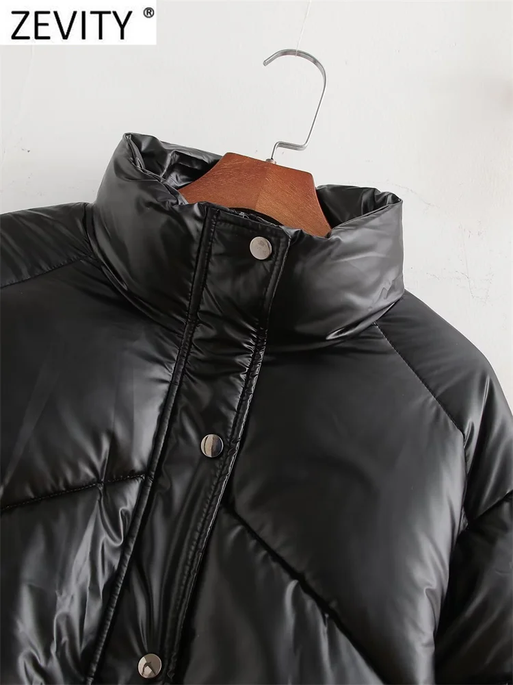ZEVITY 2024 женская новая модная хлопковая стеганая куртка с воротником-стойкой и