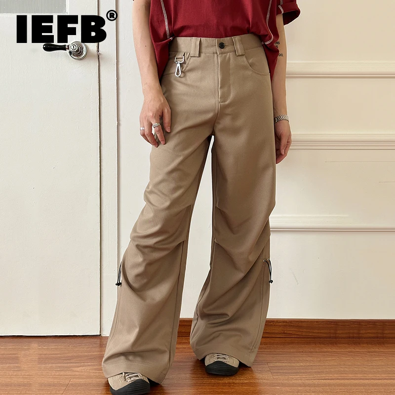 

IEFB Street Workwear Wide Leg Fold Pants Summer Thin Sports Casual Baggy Trousers Y2K Style Fashion Pleated Overalls 9C1144