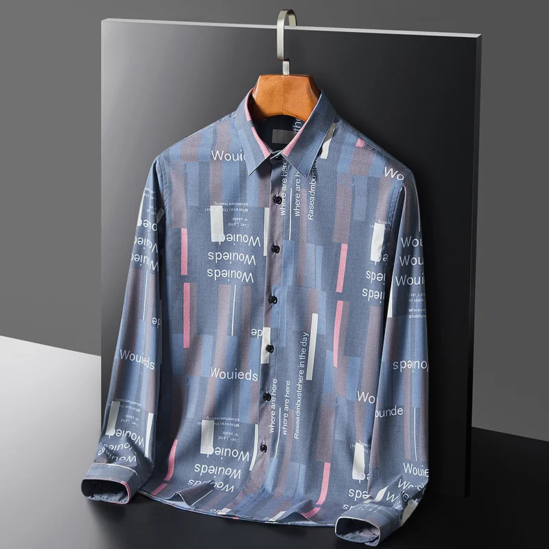 

Men's Stylish Color Block Striped Cotton Shirts Comfortable Long Sleeve Standard-fit Button-down Collar Casual Tops Shirt