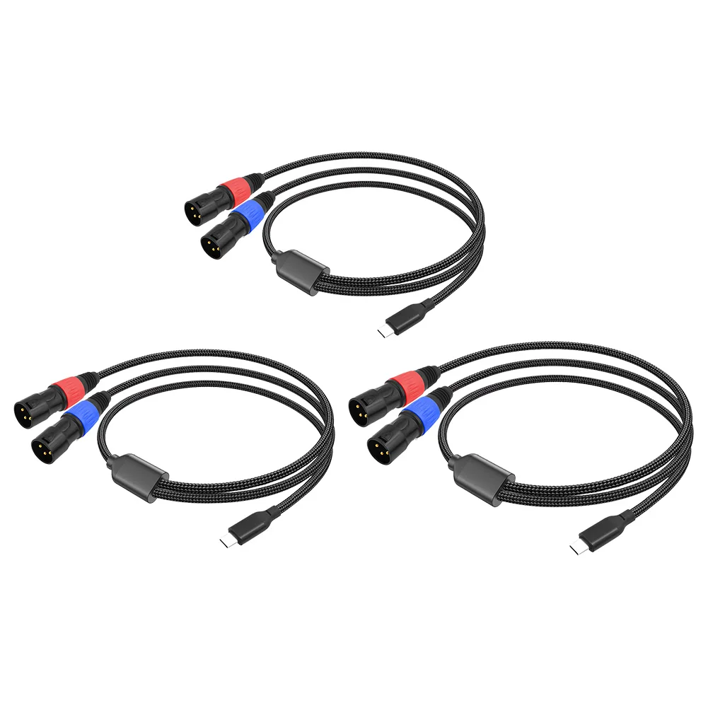 Фото USB Type C «папа» на 2 XLR «папа» стерео аудиокабеля ЦАП 24 бит 192 кГц Тип C на двойной XLR «папа» Aux кабель для смартфонов и ноутбуков №1