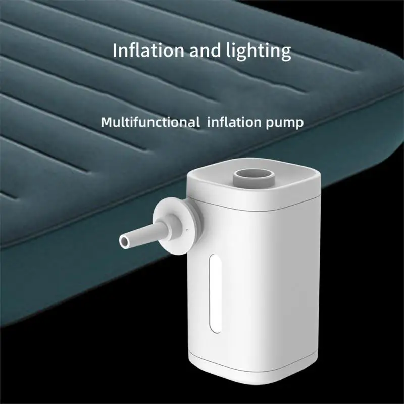 

Potable Electric Air Mattress Inflatable Pump With Light For Outdoor Camping Mattress Swimming Pool Filling Inflator 4 Nozzles