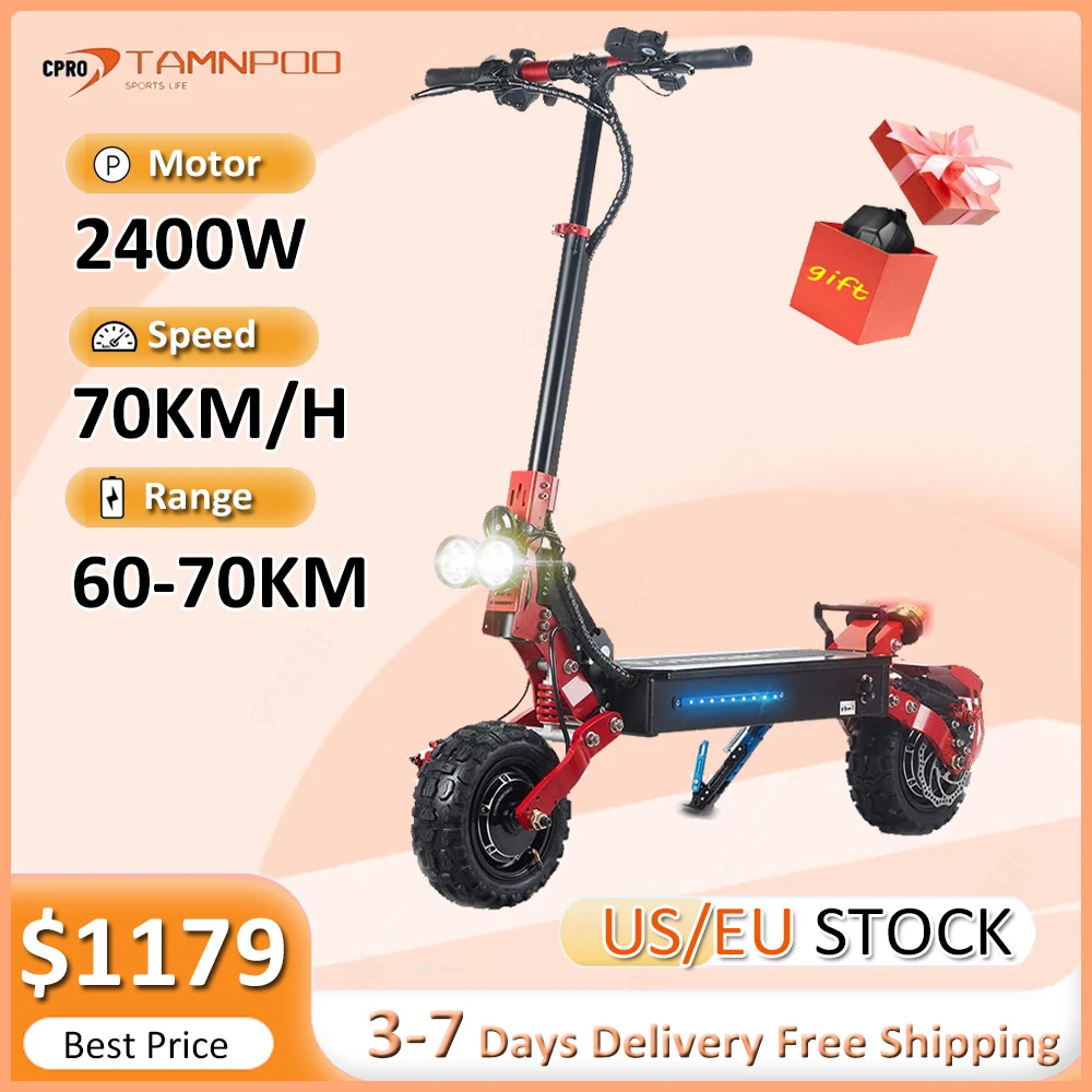 

Electric Scooter for Adults 2400W Dual Motor 48V 21AH Up To 70KM/H 11inch Vacuum Tire Off Road Scooter Dual Braking System