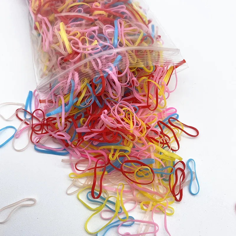 1000Pcs/bag Colorful Small Disposable Hair Bands Scrunchie Girls Elastic Rubber Band Ponytail Holder Accessories Ties |