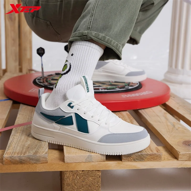 Xtep Men Skateboard Shoes Casual Sports Shoes Spring 2021 New Fashion Sneakers Lace-Up Autumn Outdoor Skate Shoes 879419310061