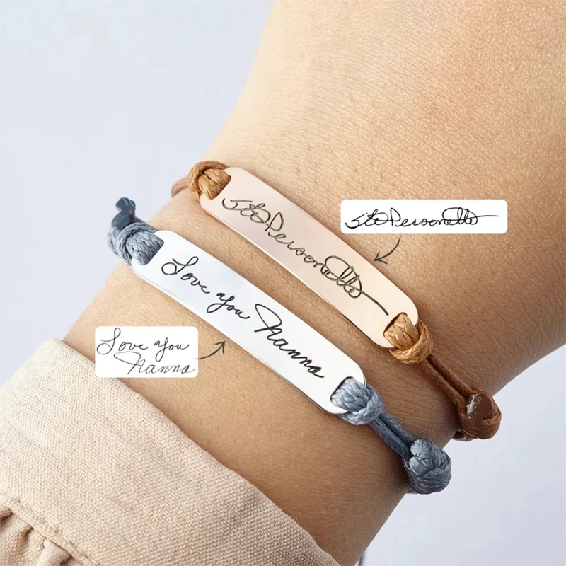 

Personalized Rope Adjustable Bracelet Custom Longitude Latitude Lettering GPS Stainless Steel Bracelet for Her Best Gift