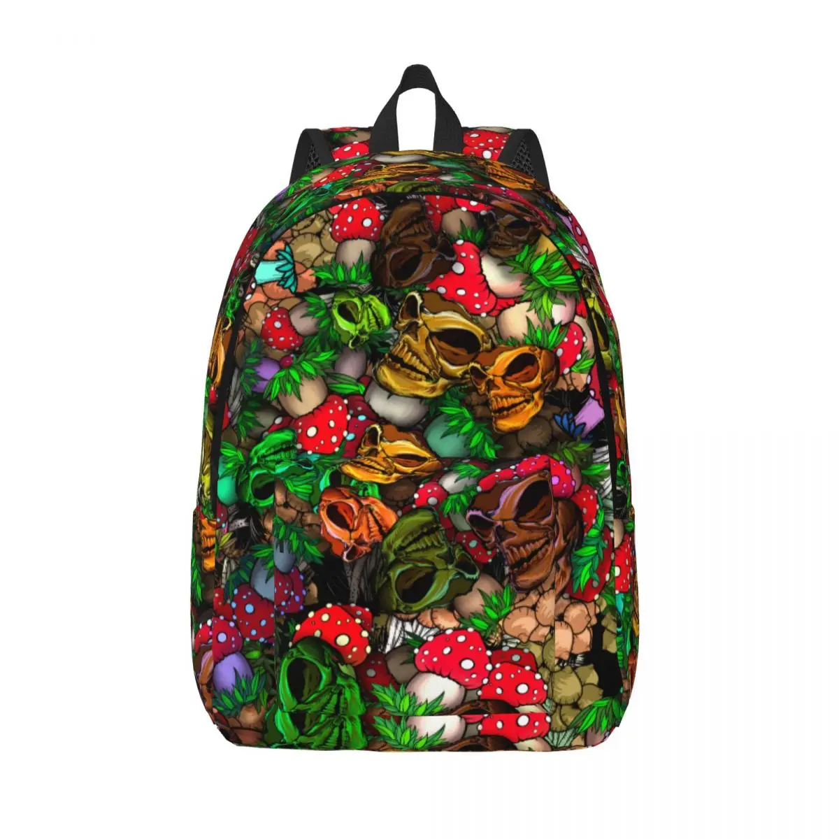 

Men Women Backpack Large Capacity School Backpack for Student Colorful Skulls And Mushrooms School Bag