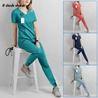 Униформа медицинская мягкая для мужчин и женщин, рабочая одежда для кормления, однотонный набор скрабов, антистатический топ и брюки, рабочие костюмы с коротким рукавом