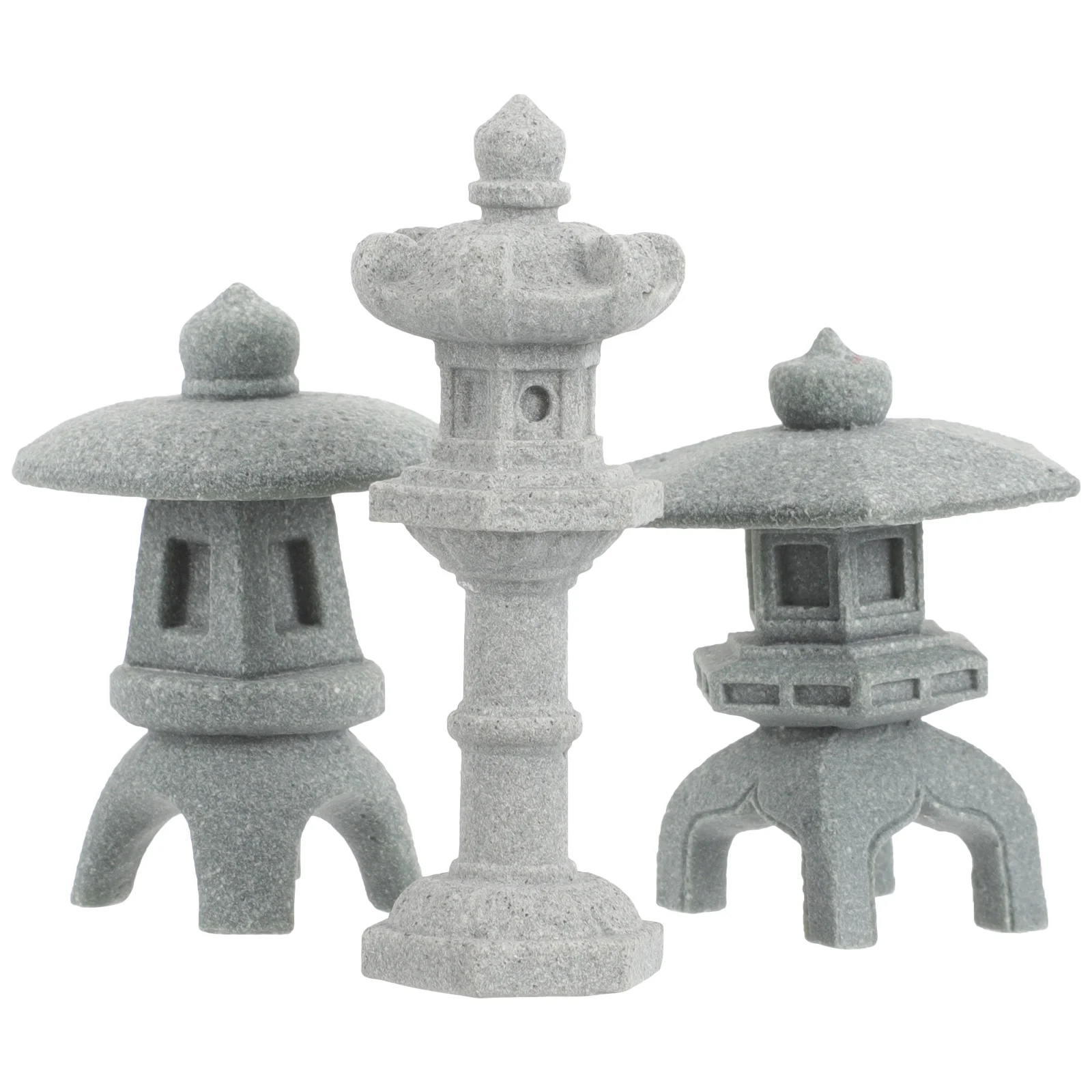 

3 Pcs Micro Landscape Ornament Pavilion Bonsai Adorn Mini Pagoda Lantern Decorations Home Ornaments Tabletop Resin Garden