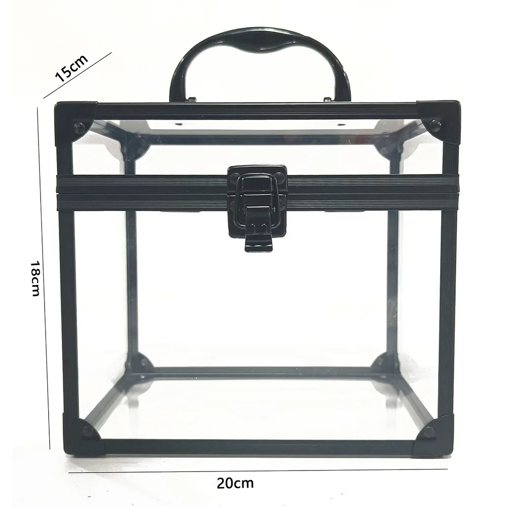 

Ящик для хранения косметики, прозрачная пылезащитная коробка-органайзер с навесным замком и ключами, портативный ящик для хранения туалетных принадлежностей с ручкой для дома