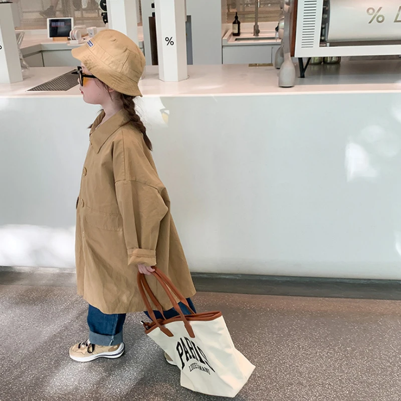 Купи Baby Trench Coats Child Girl Long Windbreaker Boys Long Sleeve Loose Jacket Korean Autumn Children's Clothes Top Kids Outerwear за 1,115 рублей в магазине AliExpress