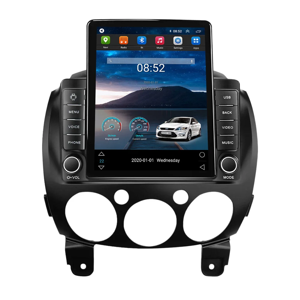 MEKEDE  Android 2.5D screen Mirror LinK car stereo for Mazda 2 2007-2014 8+128GB  360 camera GPS BT Stereo car screen