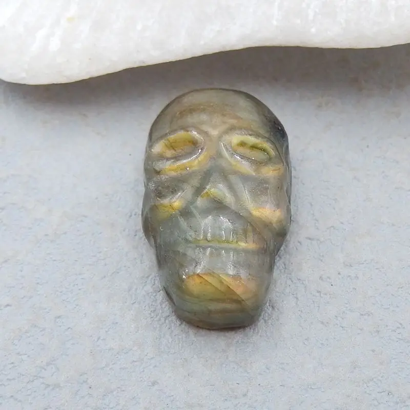 Резной череп яркий натуральный лабрадорит модные ювелирные изделия ручной