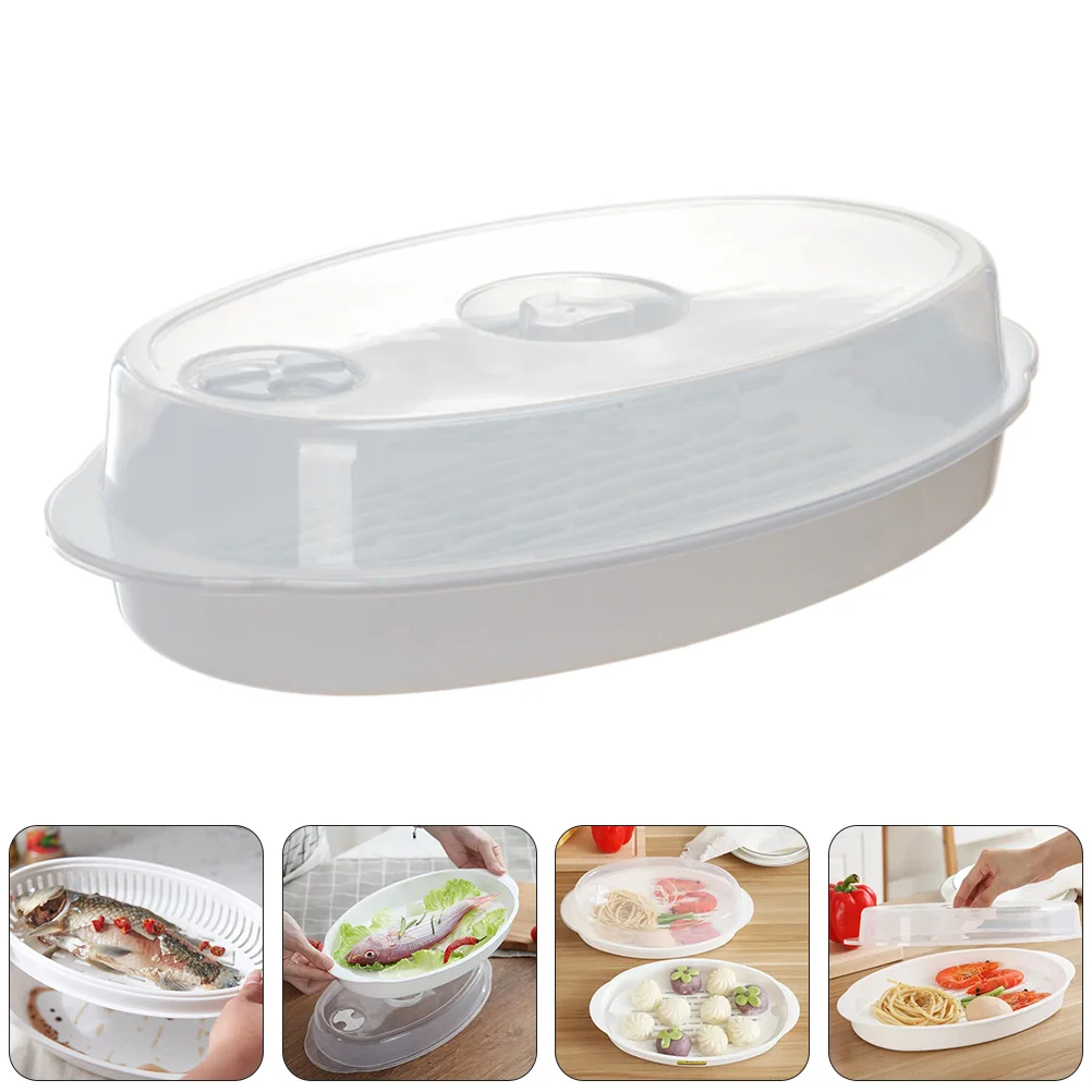

Microwave Steamer Dish Microwave Cookware Steamer Tray Tortellini Pasta Steamed Fish Plate Container Dinner Platters