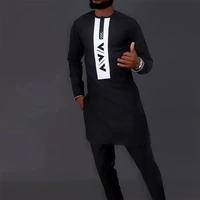 2022 summer new african national style dashiki long sleeve round neck button decorated mens casual shirt