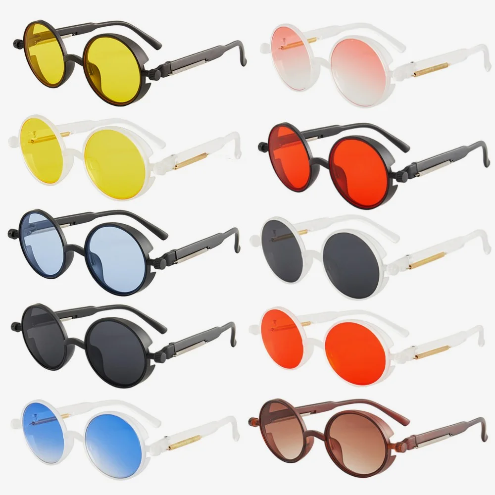Metal Steampunk Sunglasses Men Women Fashion Round Glasses Brand Designer Vintage Sun Glasses High Quality Oculos de sol 2023