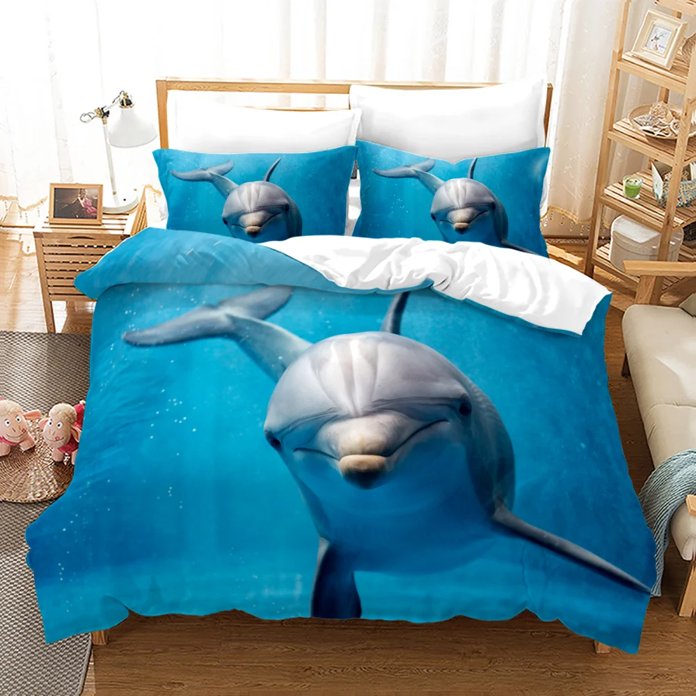 

Dolphin Bedding Set Cute Animals Ocean Duvet Bedspreads Queen King Size Students Bedroom Decor Cover Comfortable