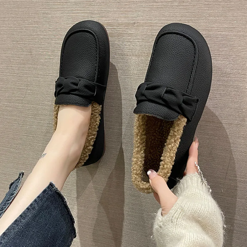 

Women Luxury Moccasins Winter Cotton Shoes Women Warm Plush Casual Loafers Comfy Fur Slip on Flat Woman Lazy Shoes Zapatillas
