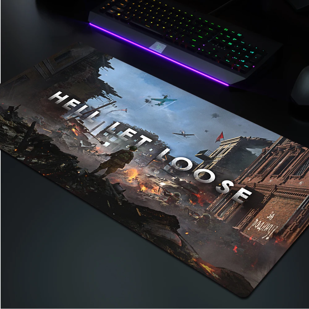 

Riccu Large Gaming Mousepad Hell Let Loose Mouse Pad Compute Mouse Mat Gamer Stitching Desk Mat For PC Keyboard Mat Table Carpet