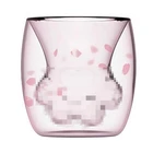 Кошачья чашка с когтямилапами, кофейная кружка из двойного стекла, мультяшная чашка с милым котом для молока и сока, чашка для дома, офиса, кафе, лучший подарок для фестиваля