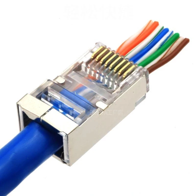 

Разъем Cat6 Cat6A Jack UTP Позолоченные проходные кабели Ethernet Сетевая стандартная вилка Cat5 Cat5e STP экранированная стандартная