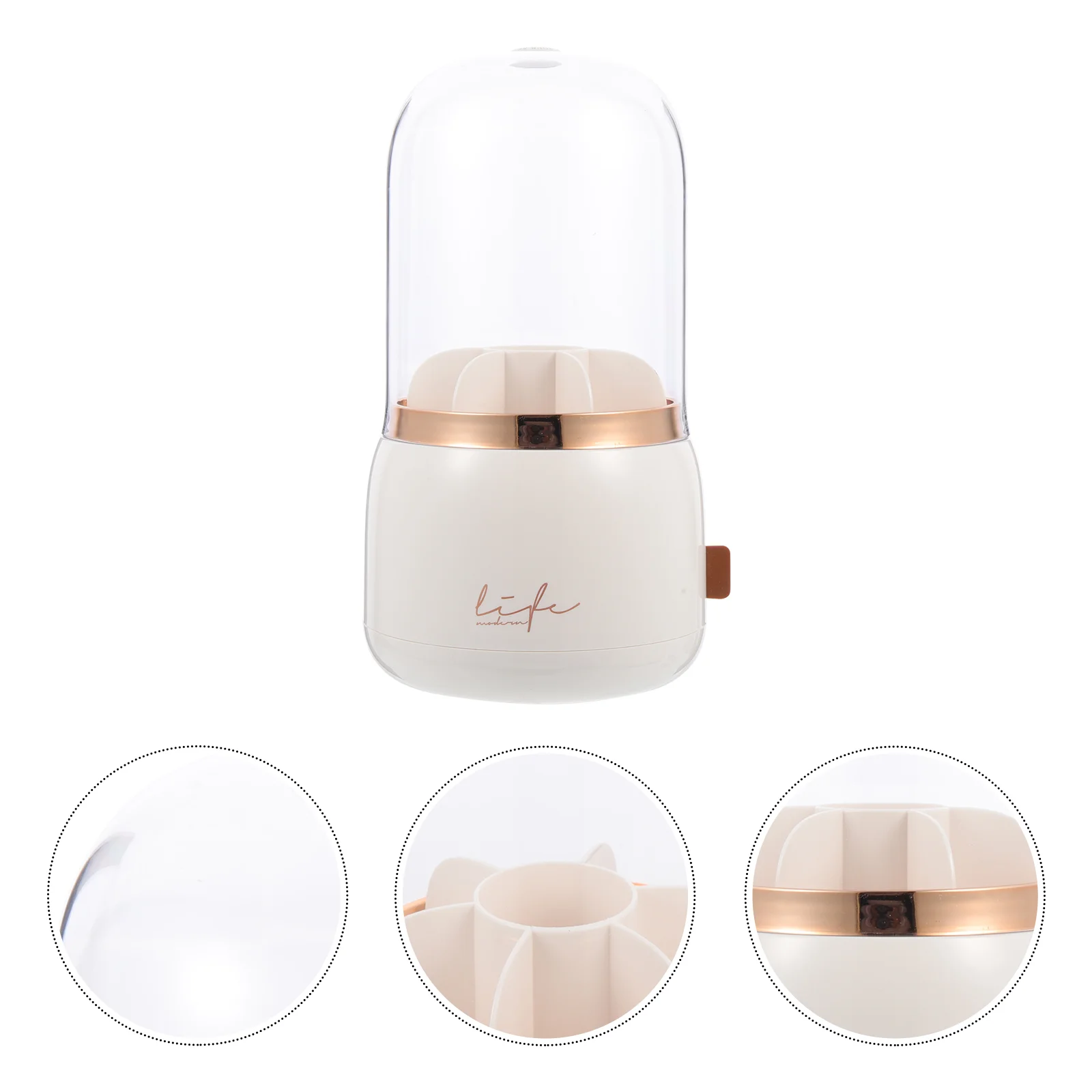 

Brush Holder Makeup Pen Rotating Storage Brushes Cup Up Make Container Organizer Covered Organiser Divided Transparent Case