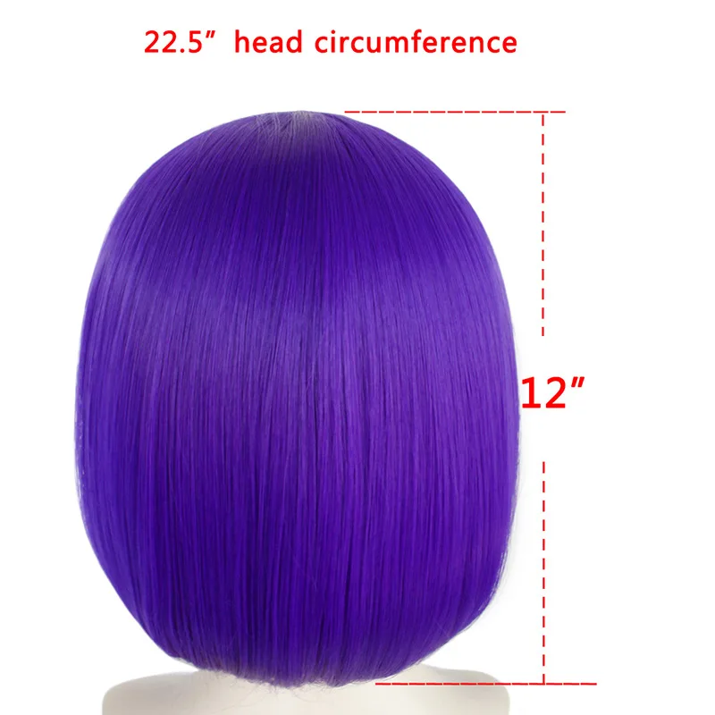 Anime Teen Titans Raven Cosplay Wigs Purple Short Straight Hair Halloween Party Carnival Heat Resistant Synthetic Wig +a wig cap images - 6