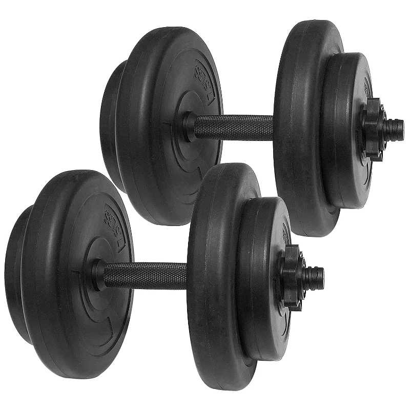 

BalanceFrom Vinyl Dumbbell Set, 40 Lbs. (20 Lbs. Pair), Adjustable, Black Dumbbells Weights Gym Equipment