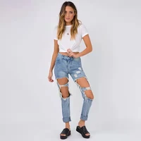new jeans womens mid waist light blue urban casual straight leg jeans