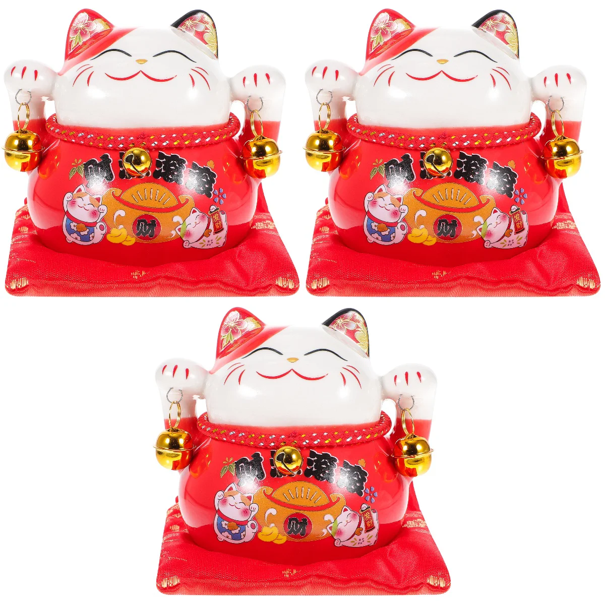 

3x Ceramic Gift Portable Decorative Container Fortune Cat Decor Ceramic Fortune Cat Ceramic Saving Pot for Home
