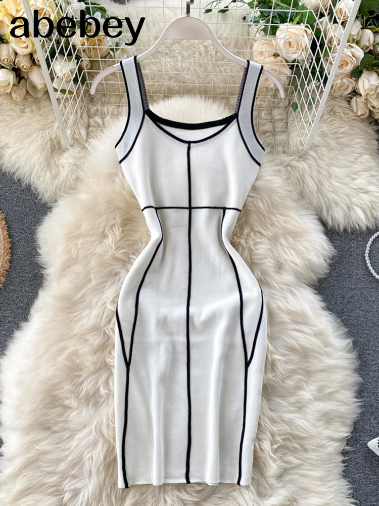 Женское трикотажное платье-карандаш облегающее короткое платье без рукавов с