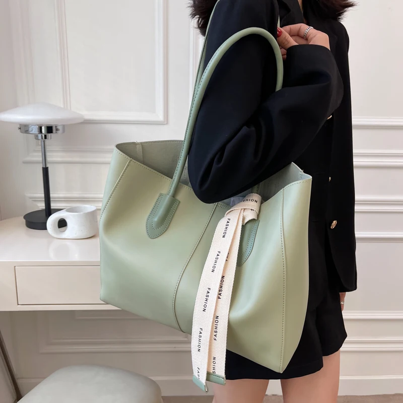 

New Women 2 Piece Tote Bag Fashion Luxury Brand Leather Large Handbag Shoulder Bags Ladies Shopper Big Shopping Bag 2022 Summer