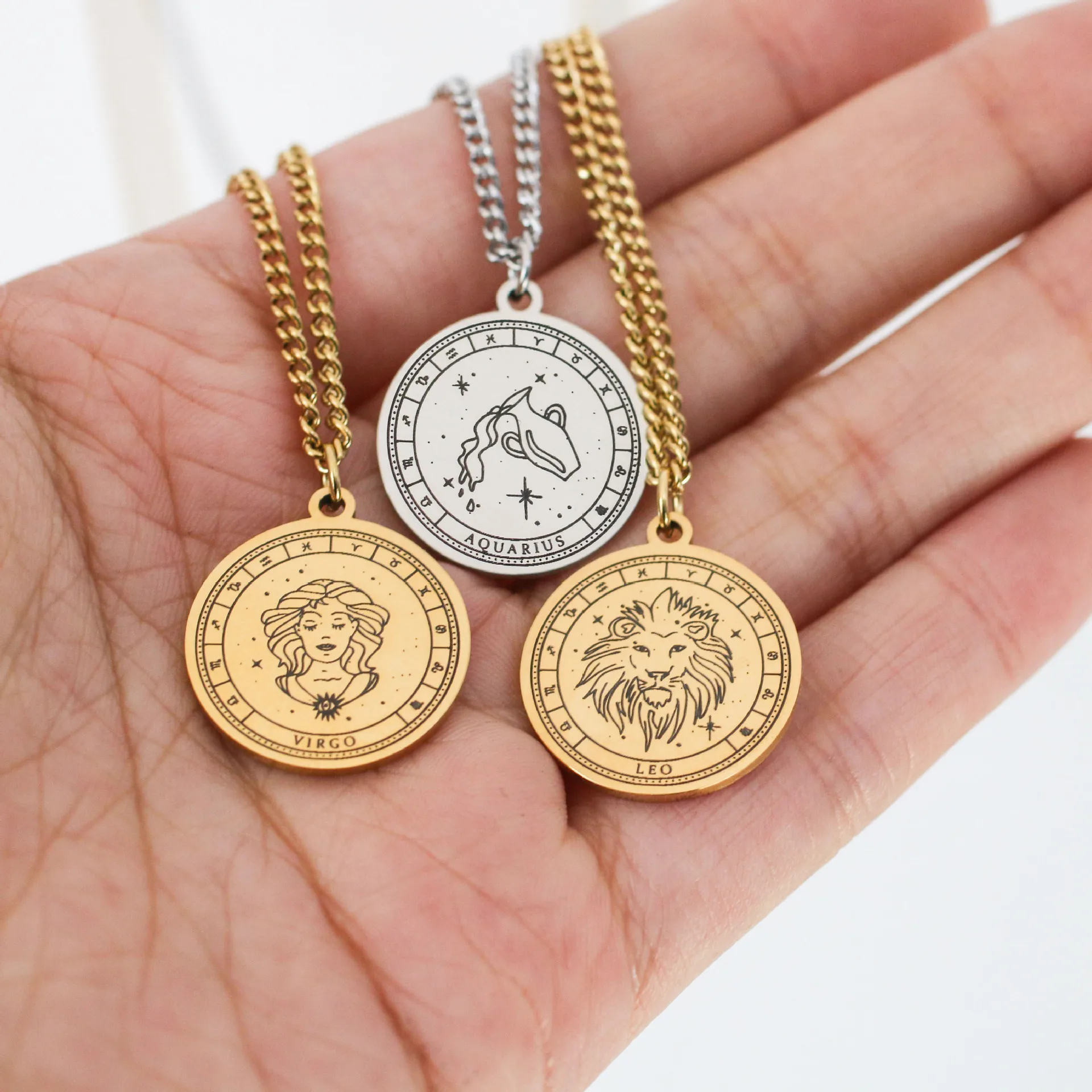 Подвеска созвездия из нержавеющей стали круглого бренда для женщин простое