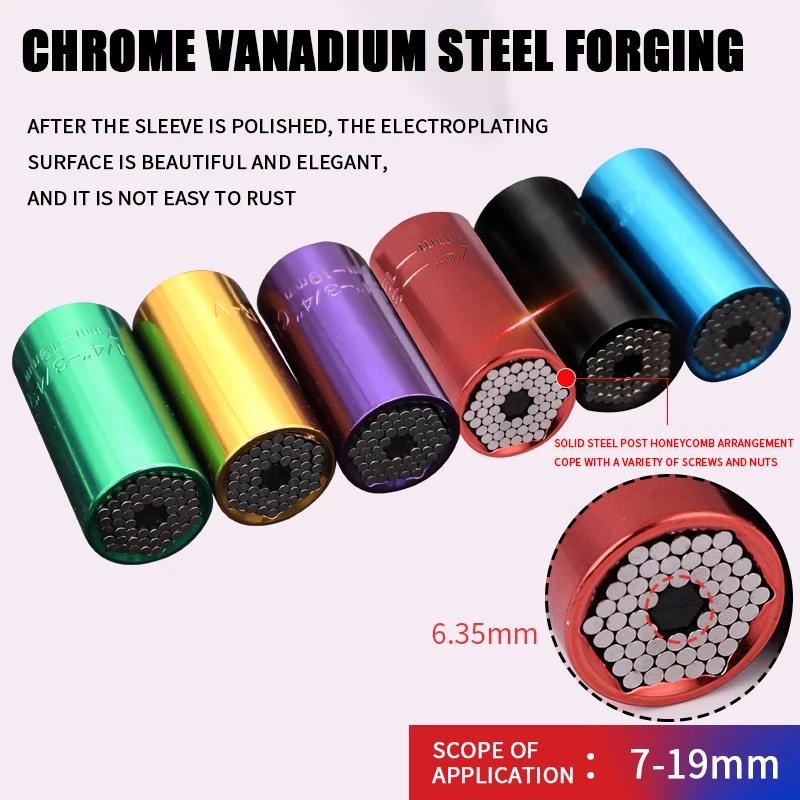 

Универсальный динамометрический ключ, набор головок 7-19 мм