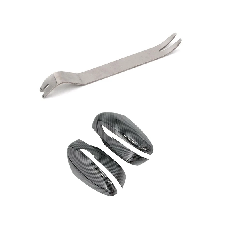 

1 Pcs 18Cm Interior Radio Audio Panel Dash Car Repair Tool & 2 Pcs Car Carbon Fiber Door Rearview Mirror Cover Trim