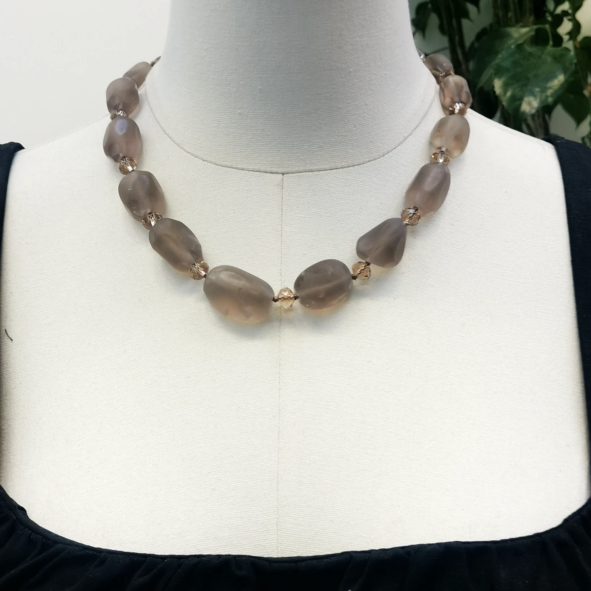 

Lii Ji Brown Color Necklace Smoky quartzs Crystal Necklace 53cm Stock Sale Women Jewelry