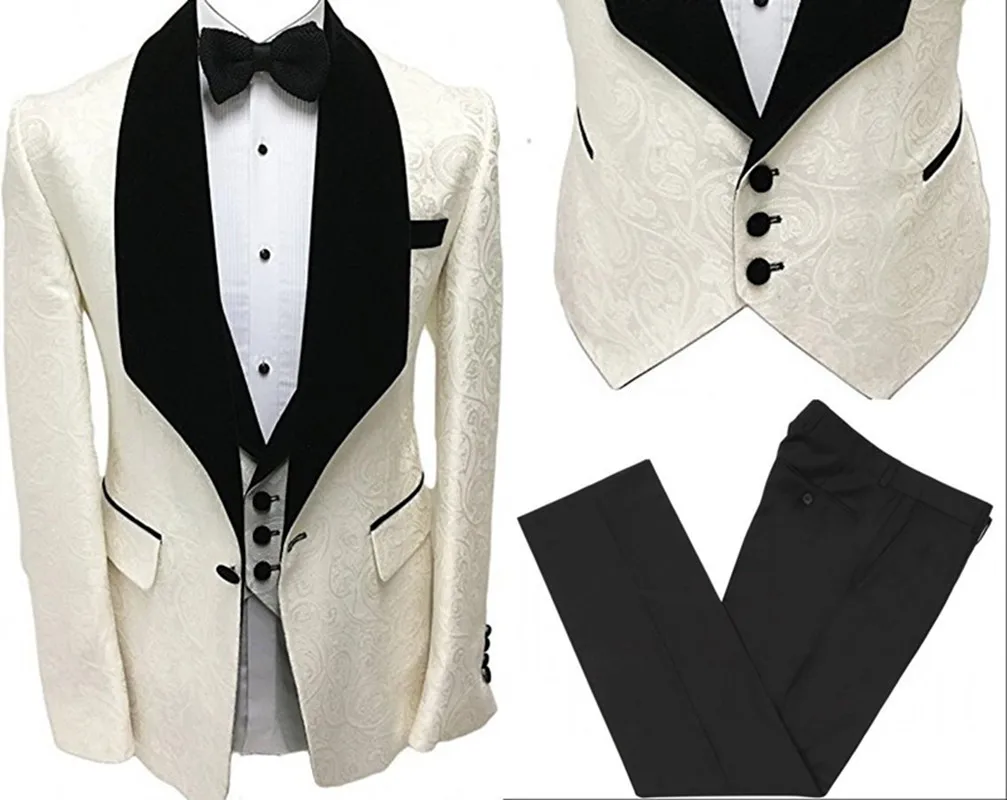 

Customized Jacquard Men's Suit Jacket Blazers Halloween Costume Elegant For Luxury Man Suit's For Wedding Three Piece 88