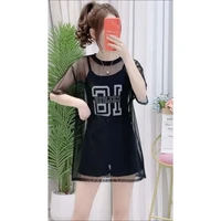 hollow thin mesh top short letter camisole two piece womens 2022 summer new fashion suit