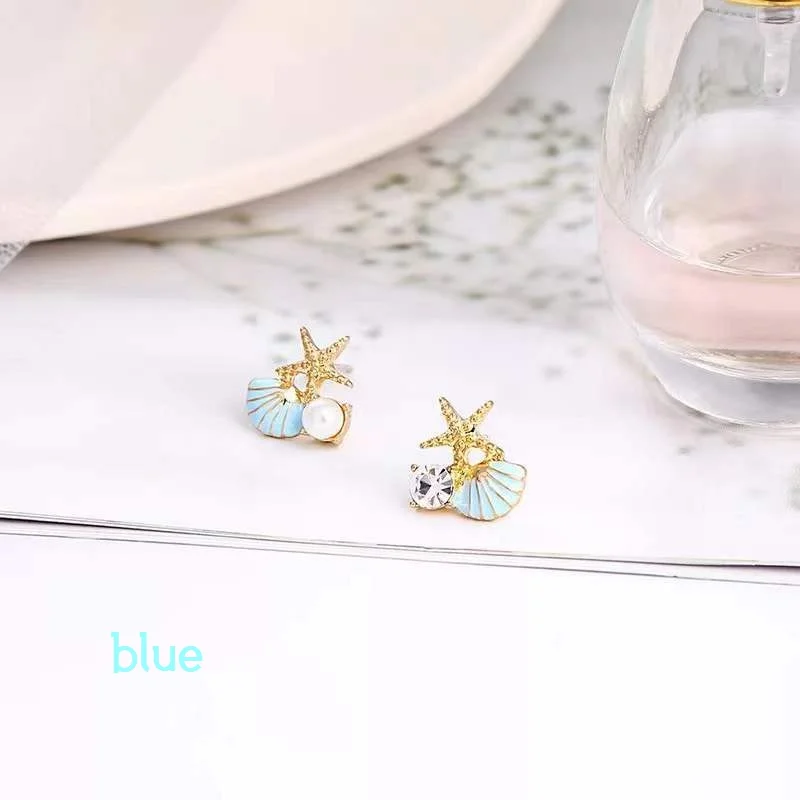 

Starfish Shell Irregular Earrings for Women Cute Imitation Pearl Earrings for Banquet Wedding Party Jewelry Gifts