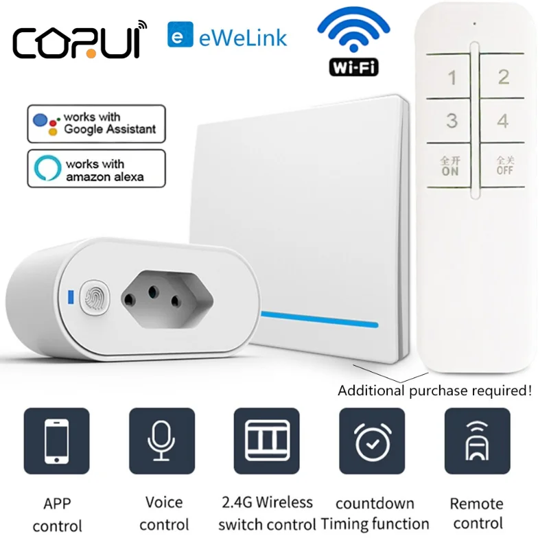 

CORUI EWelink WiFi Smart Plug 16A Brazil Power Socket Outlet Smart Life With Power Monitor Timing Works With Alexa Google Home