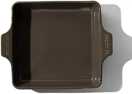 

- Square Baking Dish - Navy Rim - Hand Crafted Porcelain - Professional Bakeware - France Wooden box Baking tray Pizza accessor