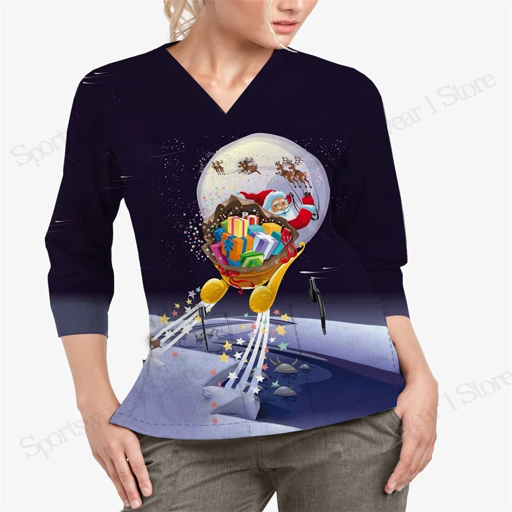 

Pocket Japanese Y2k Top for Women V-neck Nurse Womens Blouses Fashion Women's Summer Blouse Christmas Aesthetic Clothing Yk2