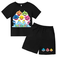 short sleeve shark print t shirts for boys and girlsthe latest summer 2022 round neck childrens clothessports shirt for teen
