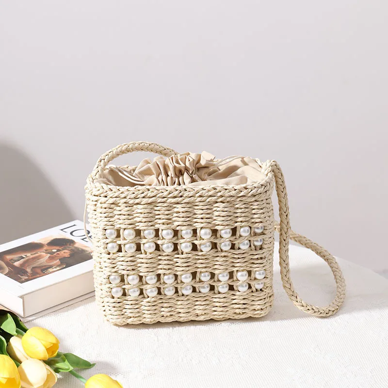 

women square straw woven bag female sen fashion handmade straw woven bag seaside vacation rattan bag 2022 new summer beach bags