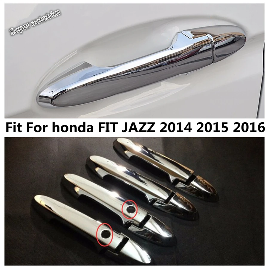 

Side Car Door Handle Molding Cover Trim ABS Chrome Accessories Fit For Honda FIT JAZZ 2014 2015 2016 / With Smart Key Hole Model
