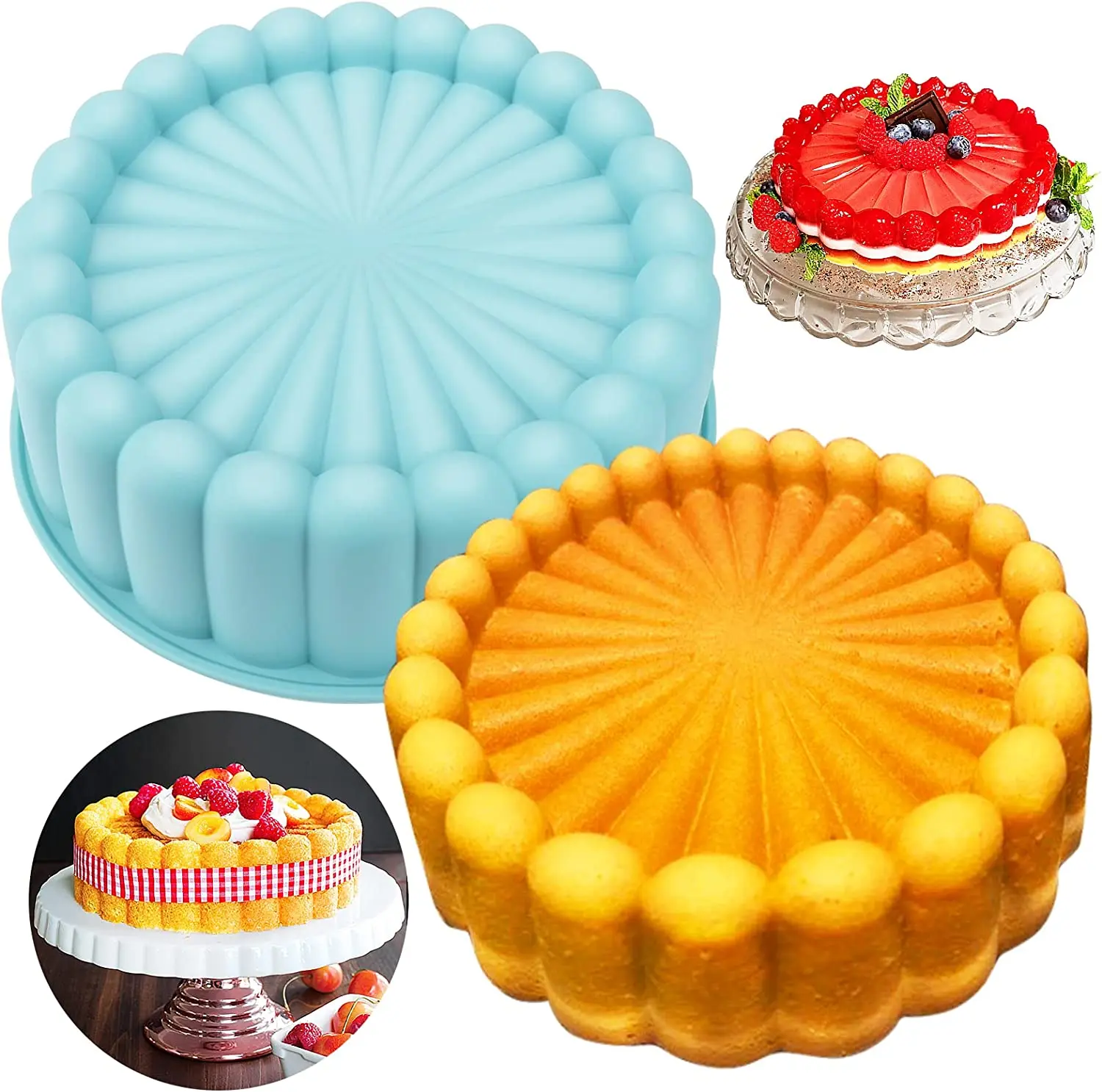 

Silicone Charlotte Cake Pan, 8 Inch Non-Stick Round Silicone Molds for Cheesecake, Chocolate Cake, Brownie, Tart
