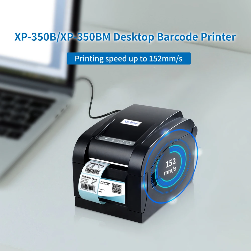 Фото Принтер Xprinter XP-350B/350BM 2-в-1 для прямой термопечати чеков, билетов и этикеток (3 дюйма/80 мм) №3
