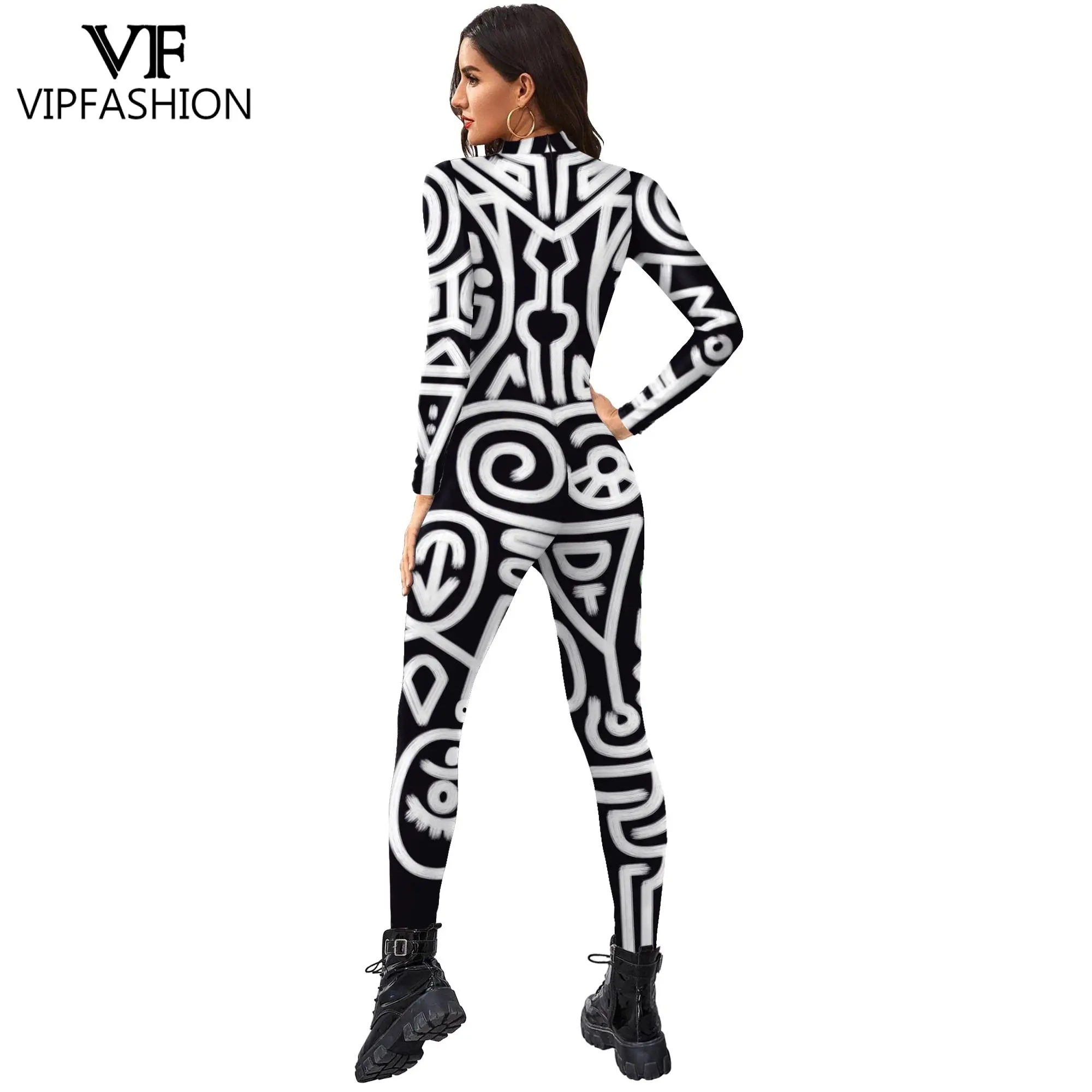 Костюм для косплея из спандекса с длинным рукавом и геометрическим принтом -