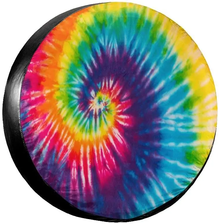 

Delerain Tie Dye Spare Tire Covers for RV Jeep Trailer SUV Truck and Many Vehicle, Wheel Covers Sun Protector Waterproof (15 Inc